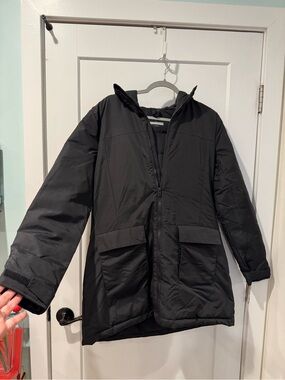adidas Black Puffer Parka Jacket with Hood